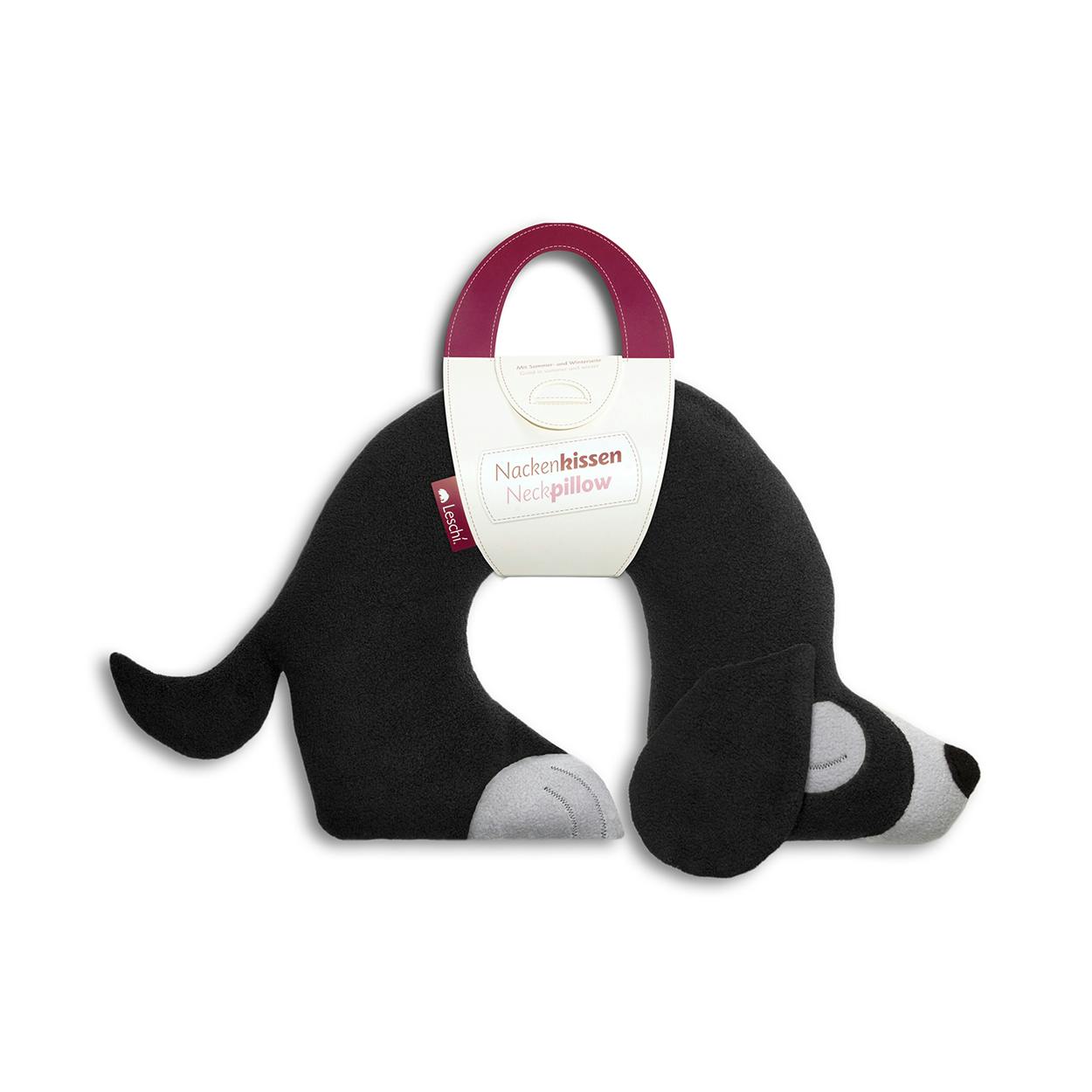 Travel Pillow (Dog in BlackBlack Cat Round Travel Pillow & Eye Mask